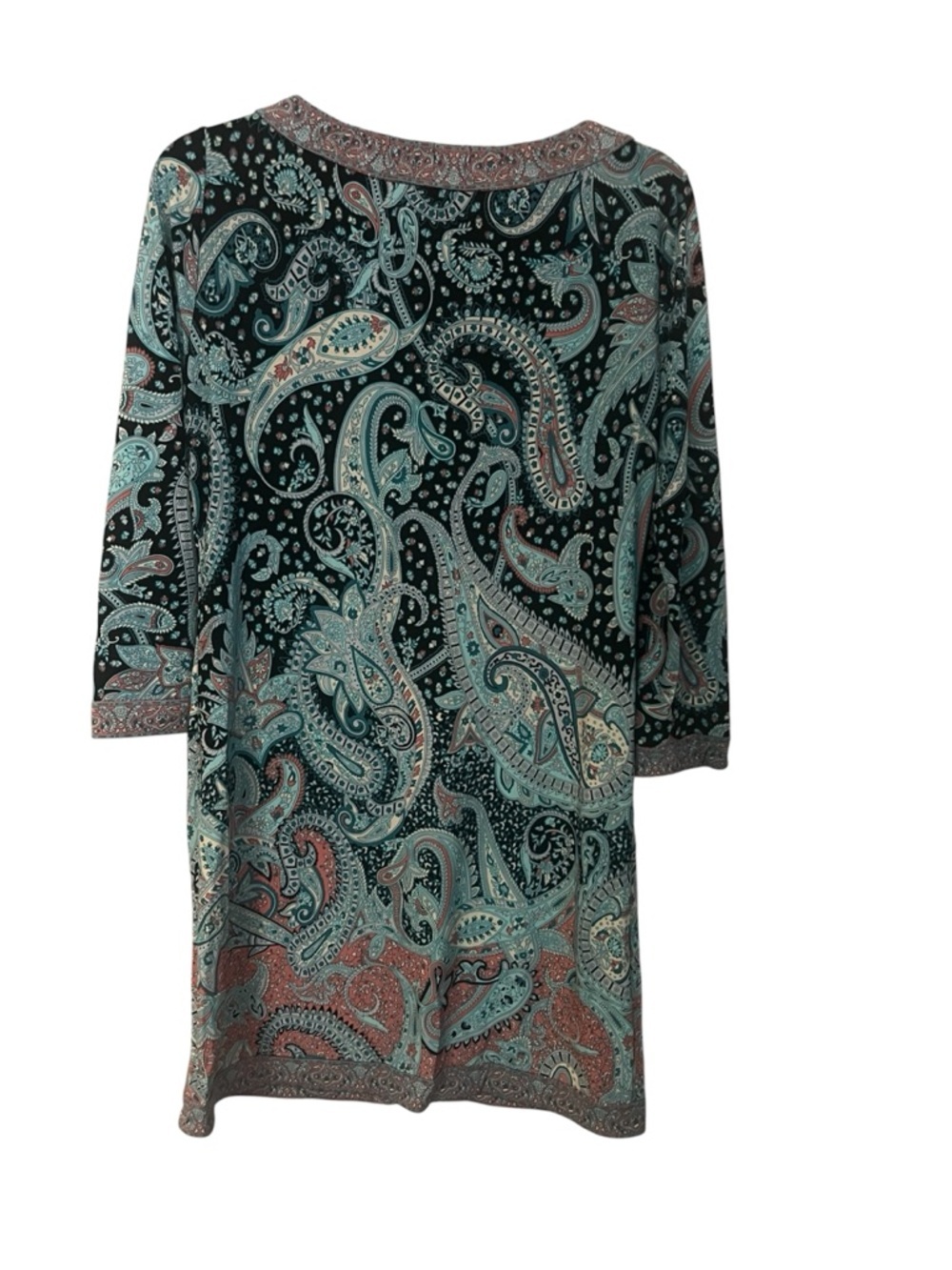 BCBGMaxAzria Paisley Tunic in Teal, Black & Rust - Picture 5 of 6